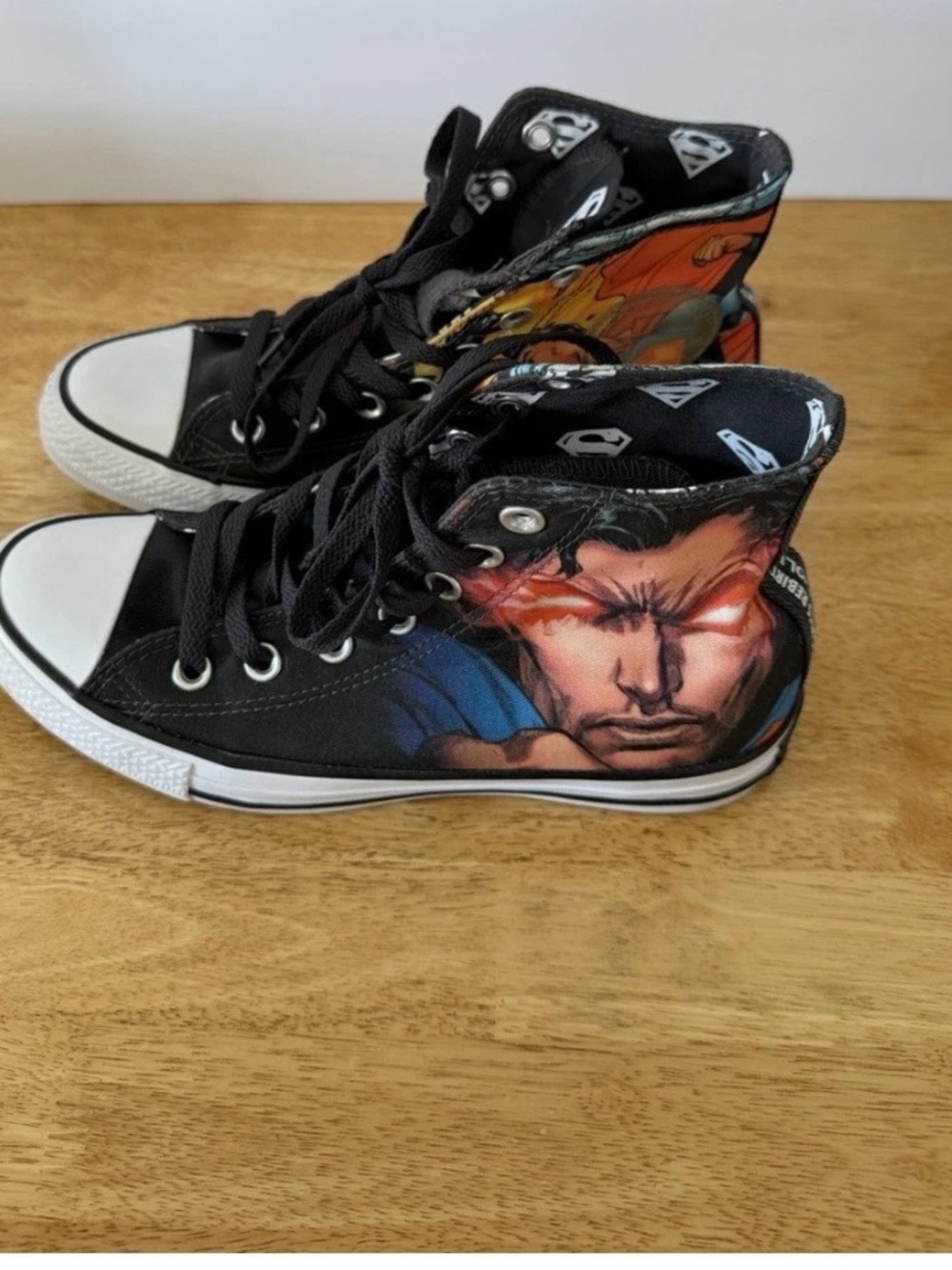Converse Black Superman Print High Top Sneakers with Multicolor Panel